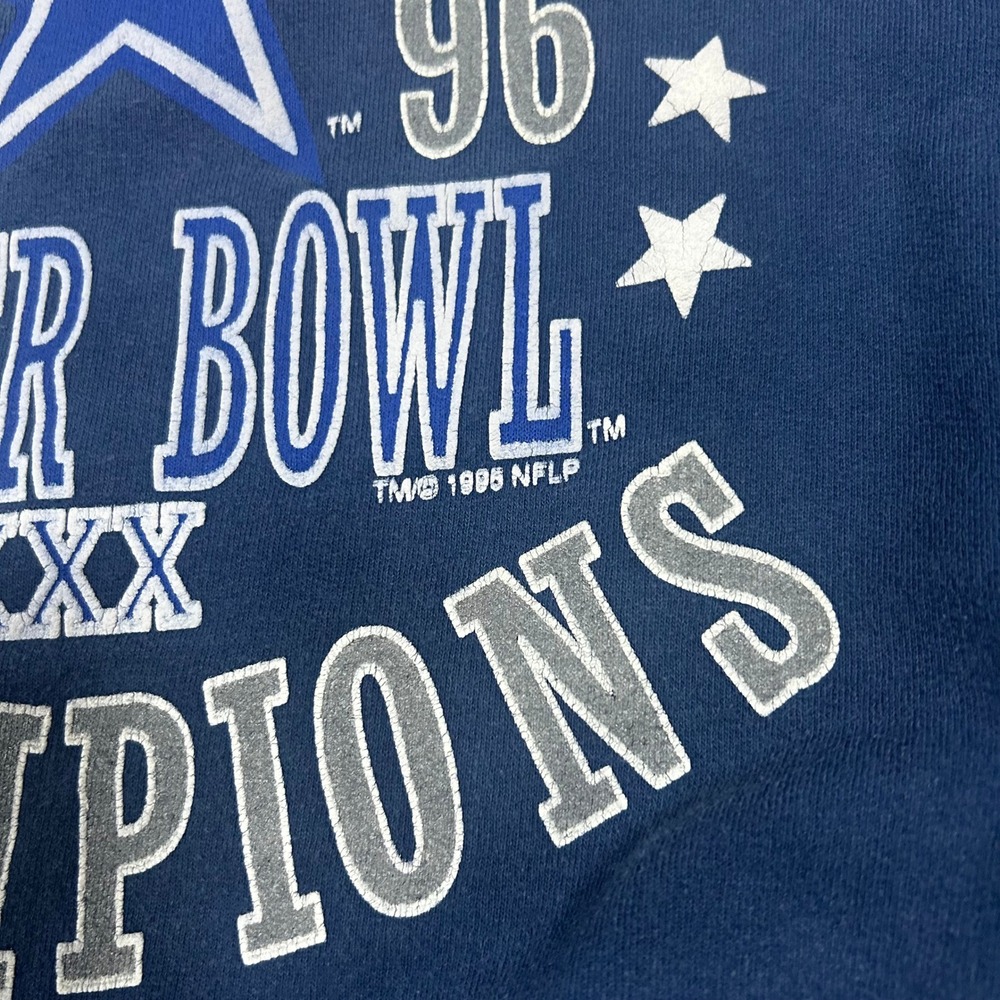 Vintage 1996 Dallas Cowboys Super Bowl XXX Champions Pro Player Sweatshirt Navy - Picture 5 of 7